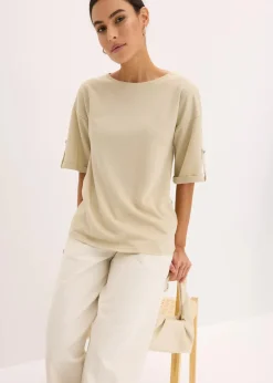 Glitzer Viskose-Shirt mit Glanzdruck