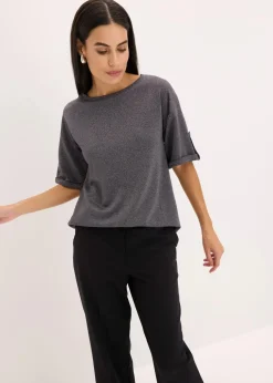 Glitzer Viskose-Shirt mit Glanzdruck