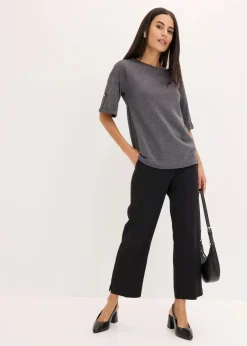 Glitzer Viskose-Shirt mit Glanzdruck