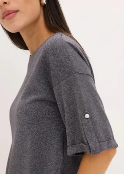 Glitzer Viskose-Shirt mit Glanzdruck