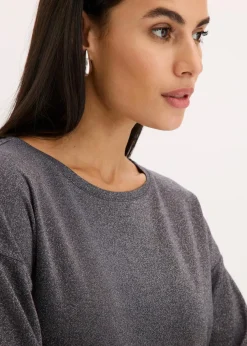 Glitzer Viskose-Shirt mit Glanzdruck