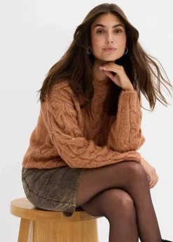 Grobstrick-Pullover aus weichem Woll-Mix