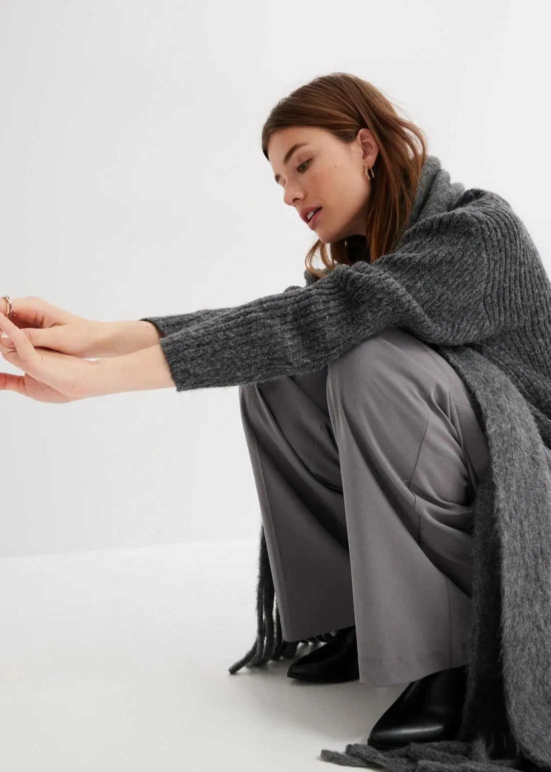 Grobstrick-Pullover aus weichem Woll-Mix