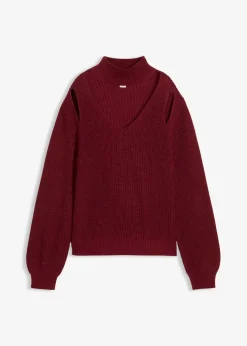 Grobstrick-Pullover mit Cut-Outs