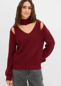 Grobstrick-Pullover mit Cut-Outs