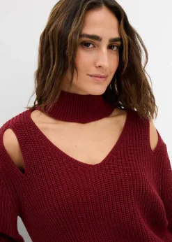 Grobstrick-Pullover mit Cut-Outs