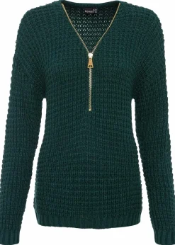 Grobstrick-Pullover mit Reißverschluss-Detail