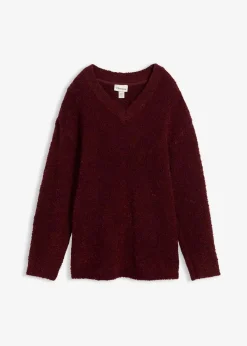 Grobstrick-Pullover mit V-Ausschnitt