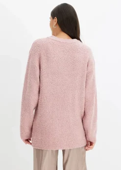 Grobstrick-Pullover mit V-Ausschnitt