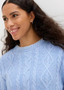 Grobstrick-Pullover mit Zopfmuster