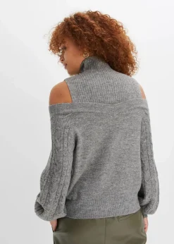 Grobstrick-Pullover schulterfrei