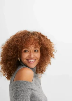 Grobstrick-Pullover schulterfrei