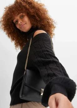 Grobstrick-Pullover schulterfrei