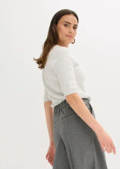 Halbarmpullover mit Pailletten und Glanzgarn