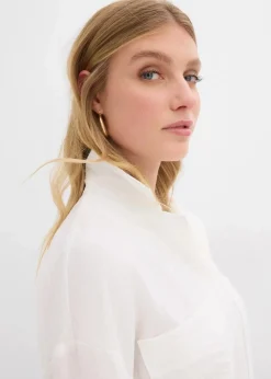 Hemdbluse aus fließendem Viskose-Mix