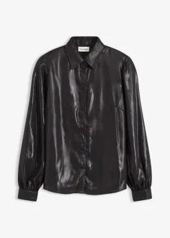 Hemdbluse aus glänzendem Satin