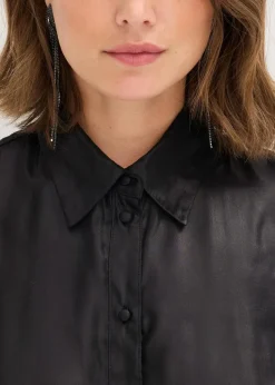 Hemdbluse aus glänzendem Satin