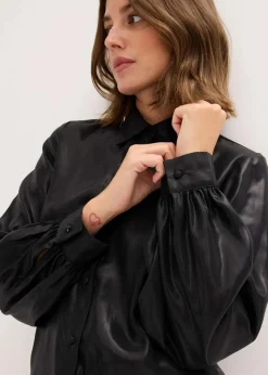 Hemdbluse aus glänzendem Satin