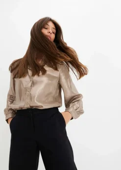 Hemdbluse aus glänzendem Satin