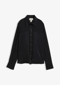 Hemdbluse mit Satineinsatz