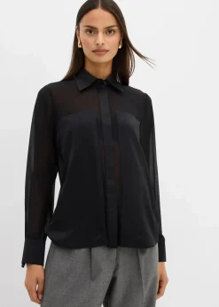 Hemdbluse mit Satineinsatz