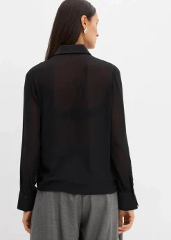 Hemdbluse mit Satineinsatz