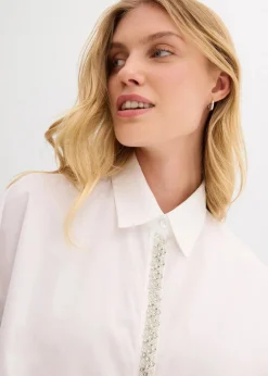 Hemdbluse mit Strass-Applikation