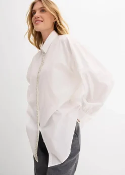 Hemdbluse mit Strass-Applikation