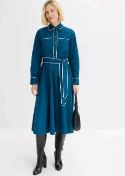 Hemdblusenkleid aus Baumwoll-Popeline mit bügelfreier Ausrüstung