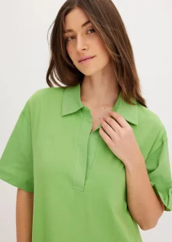 Hemdblusenkleid aus elastischem Bio-Baumwoll-Mix