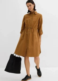 Hemdblusenkleid aus Leinen-Baumwoll-Mix