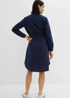 Hemdblusenkleid aus Leinen-Baumwoll-Mix
