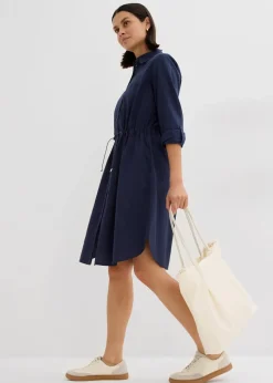 Hemdblusenkleid aus Leinen-Baumwoll-Mix