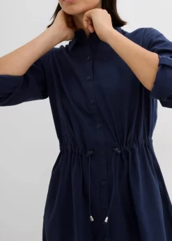 Hemdblusenkleid aus Leinen-Baumwoll-Mix