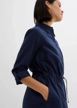 Hemdblusenkleid aus Leinen-Baumwoll-Mix