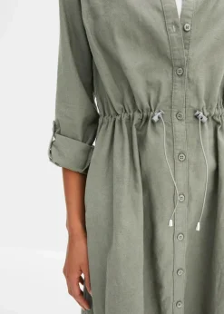 Hemdblusenkleid aus Leinen-Baumwoll-Mix