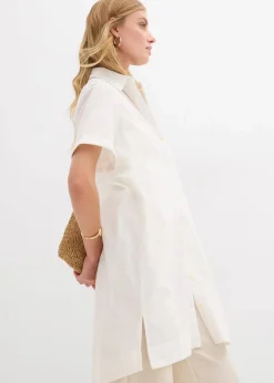 Hemdblusenkleid aus reiner Baumwolle