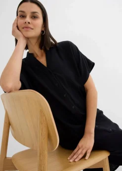 Hemdblusenkleid aus reiner Baumwolle