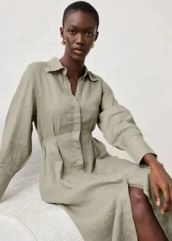 Hemdblusenkleid aus reinem Leinen