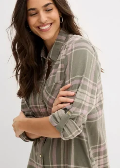 Hemdblusenkleid aus reiner Baumwolle