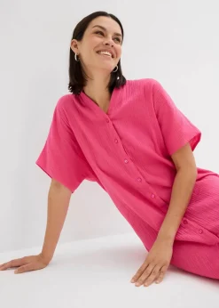 Hemdblusenkleid aus reiner Baumwolle