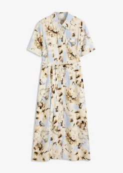 Hemdblusenkleid aus Viskose mit Bindeband (2.-tlg.)