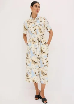 Hemdblusenkleid aus Viskose mit Bindeband (2.-tlg.)