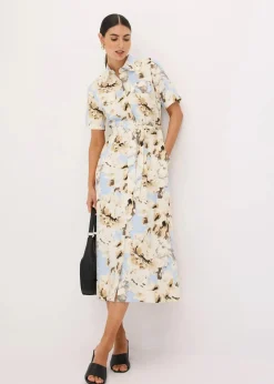 Hemdblusenkleid aus Viskose mit Bindeband (2.-tlg.)