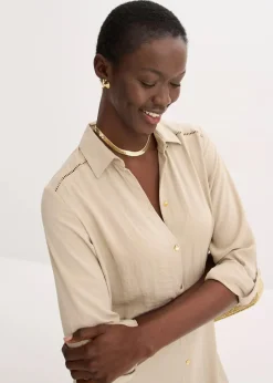 Hemdblusenkleid mit Leiterspitze