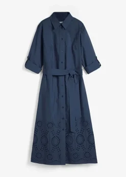 Hemdblusenkleid mit Lochstickerei