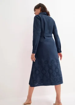 Hemdblusenkleid mit Lochstickerei