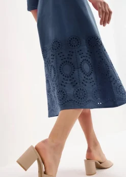 Hemdblusenkleid mit Lochstickerei