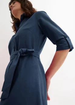 Hemdblusenkleid mit Lochstickerei