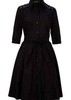 Hemdblusenkleid mit Spitze und Bindeband